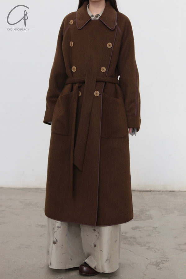 Mutedance 24 Autumn and Winter Double Breasted Lapel Jacket MD-MD24FW04-BROWN MD24FW03